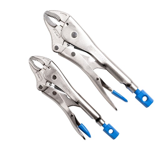 2pce Curved Jaw Locking Plier Set - 200 & 250mm