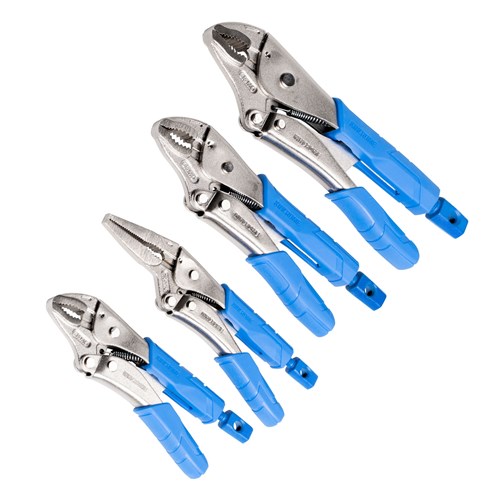 4pce Soft Grip Long Nose & Curved Jaw Locking Plier Set