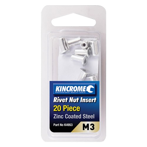 Rivet Nut Insert M3 (Zinc Coated Steel) - 20 Pack