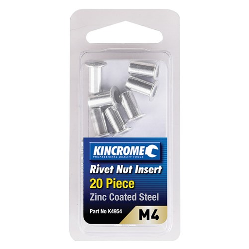 Rivet Nut Insert M4 (Zinc Coated Steel) - 20 Pack