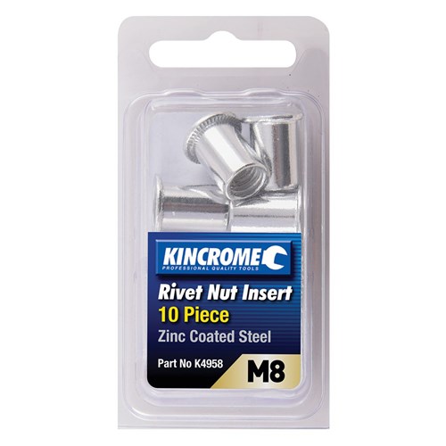 Rivet Nut Insert M8 (Zinc Coated Steel) - 10 Pack