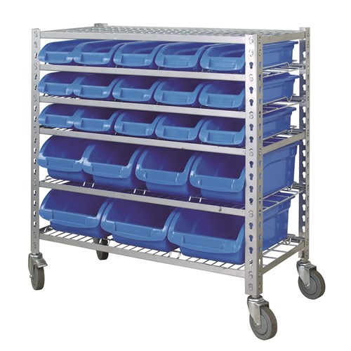 Mobile Storage Rack 22 Bin 6 Shelf