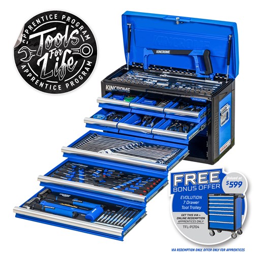 EVOLUTION Chest Tool Kit 222 Piece 9 Drawer 26” 