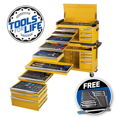 CONTOUR® Wide Workshop Tool Kit 551 Piece 17 Drawer 42" Yellow
