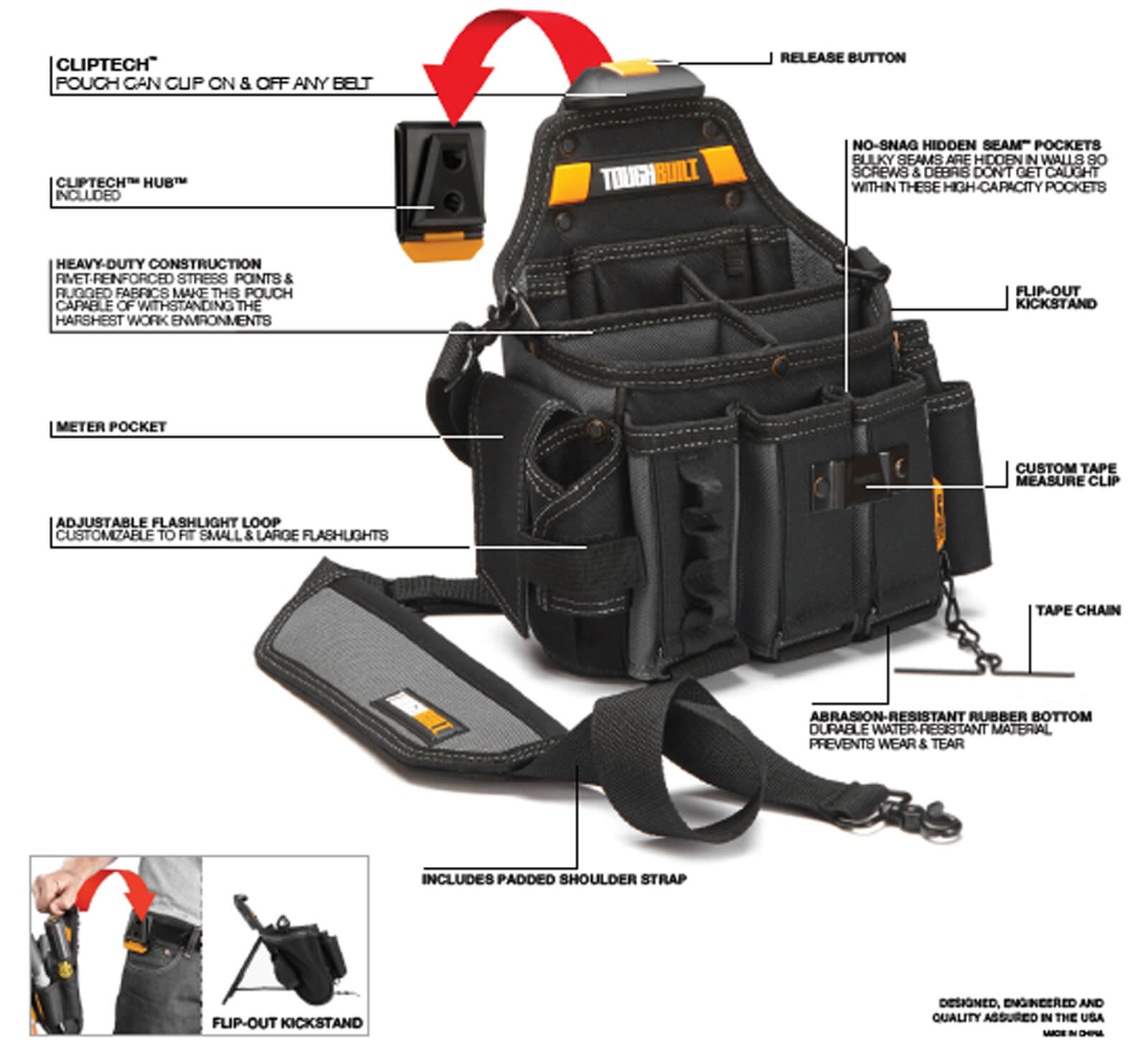 ClipTech™ Electrician Pouch with Strap Kincrome Tools Kincrome