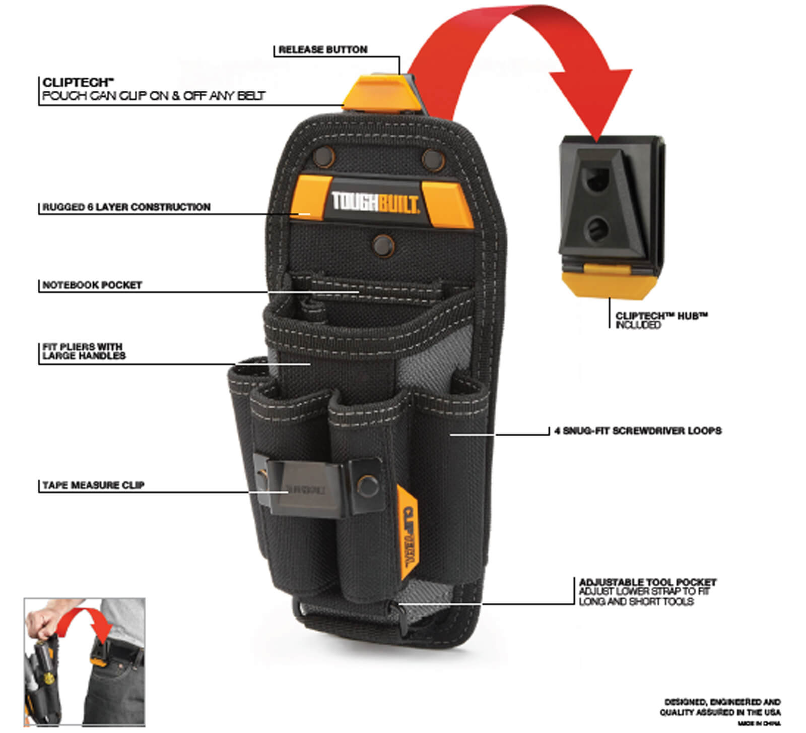 ClipTech™ Technician 6 Pocket Pouch Large Kincrome Tools Kincrome